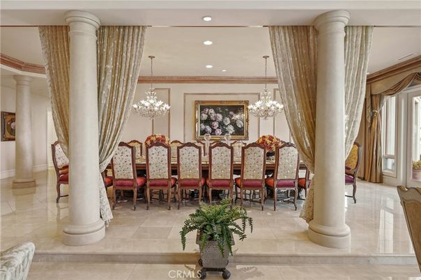 Chandelier, Dining room, Interior, Recessed Lighting