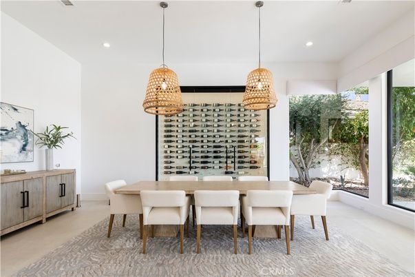 Dining room, Interior, Pendant Lights, Recessed Lighting, Wine Storage