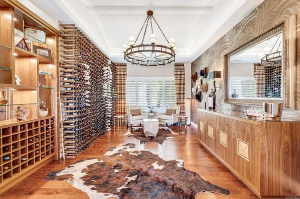 Chandelier, Interior, Living room, Wine Storage, Wood Texture Flooring