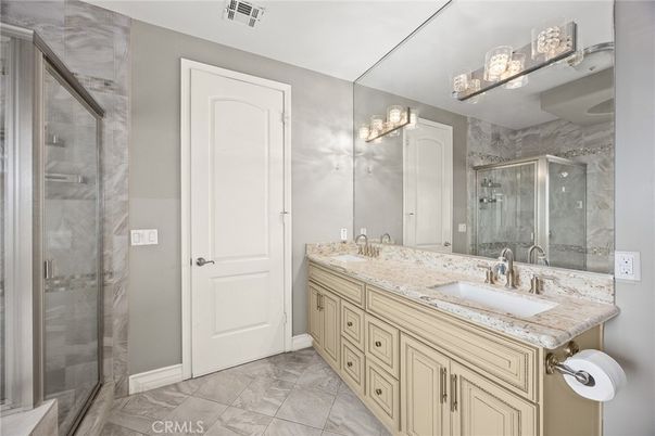 Bathroom, Dual Sink Vanities, Glass Shower, Interior