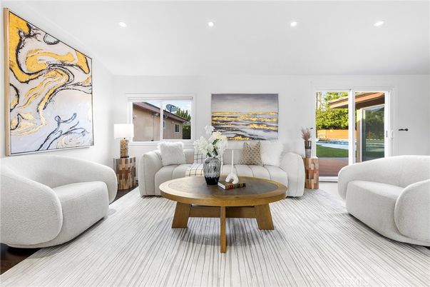 Interior, Living room, Recessed Lighting, Wood Texture Flooring