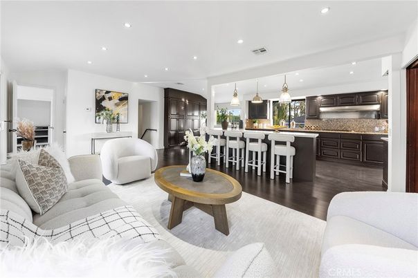Interior, Kitchen, Living room, Pendant Lights, Recessed Lighting, Stainless Steel Appliances, Wood Texture Flooring