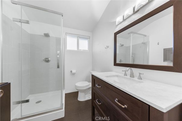 Bathroom, Glass Shower, Interior, Wood Texture Flooring