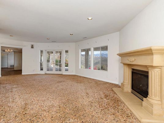 Chandelier, Empty room, Fireplace, Interior, Recessed Lighting