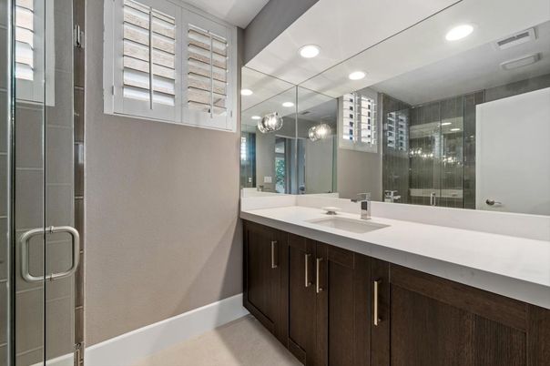 Bathroom, Glass Shower, Interior, Recessed Lighting