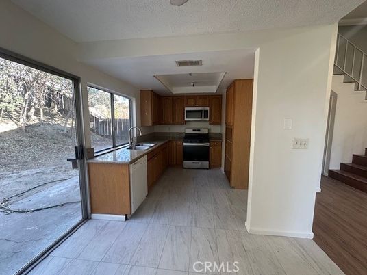 Interior, Kitchen, Stainless Steel Appliances, Wood Texture Flooring