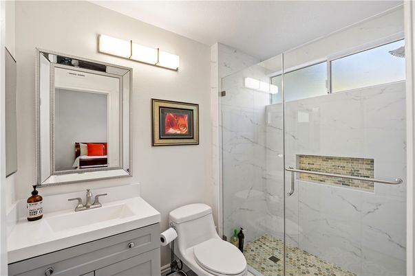 Bathroom, Glass Shower, Interior, Marble Walls
