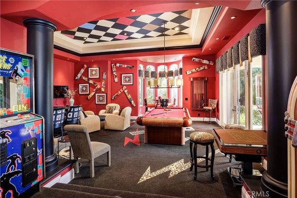 Billiard Table, Game Room, Interior, Pendant Lights, Recessed Lighting