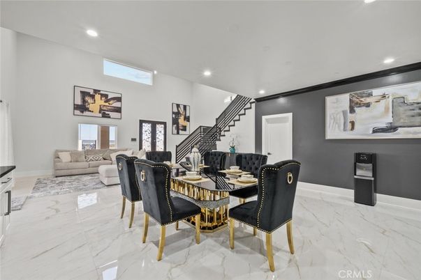 Dining room, Interior, Living room, Marble, Recessed Lighting