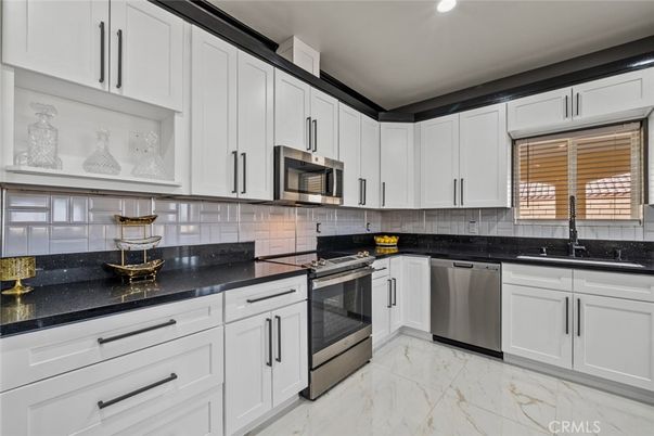 Interior, Kitchen, Marble, Recessed Lighting, Stainless Steel Appliances