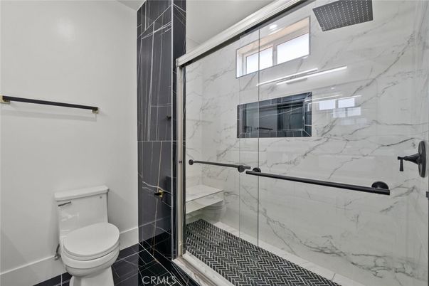 Bathroom, Glass Shower, Interior, Marble Walls, Recessed Lighting