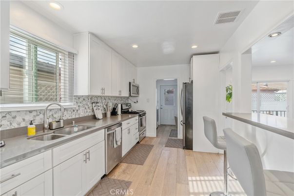 Interior, Kitchen, Recessed Lighting, Wood Texture Flooring
