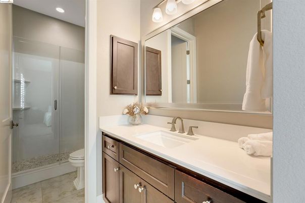 Bathroom, Glass Shower, Interior, Recessed Lighting
