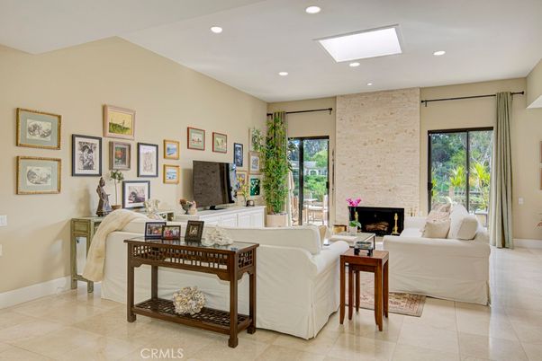 Fireplace, Interior, Living room, Recessed Lighting, Stone Walls
