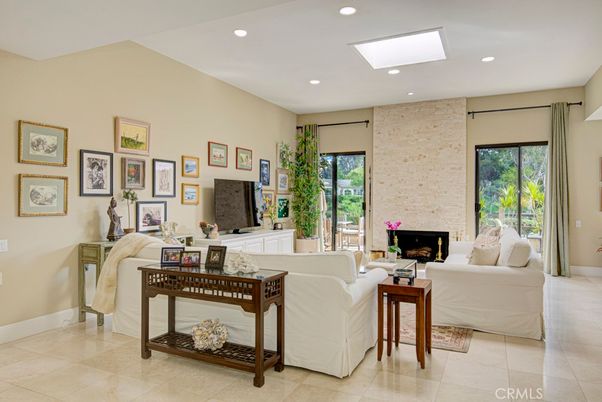 Fireplace, Interior, Living room, Recessed Lighting, Stone Walls