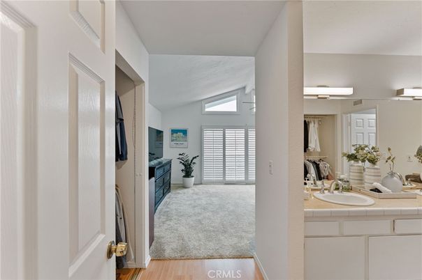Bathroom, Interior, Tile Countertops, Wood Texture Flooring
