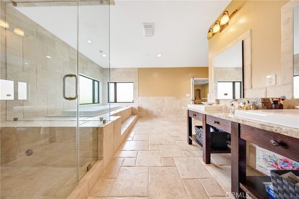 Bathroom, Dual Sink Vanities, Glass Shower, Interior, Recessed Lighting