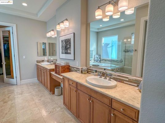 Bathroom, Dual Sink Vanities, Glass Shower, Interior, Recessed Lighting