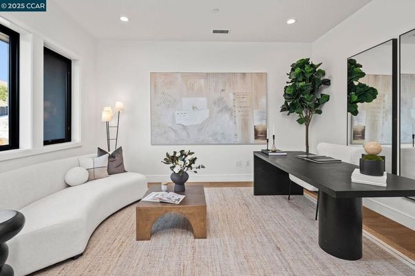 Home Office, Interior, Recessed Lighting, Wood Texture Flooring