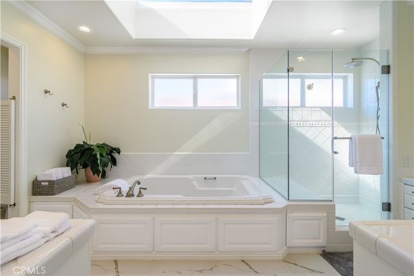 Bathroom, Glass Shower, Interior, Marble, Recessed Lighting