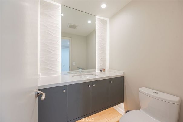 Bathroom, Interior, Recessed Lighting, Wood Texture Flooring