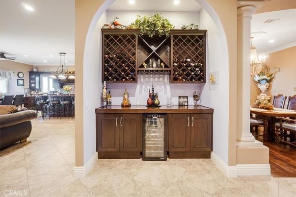 Chandelier, Dining room, Interior, Pendant Lights, Recessed Lighting, Wine Storage, Wood Texture Flooring