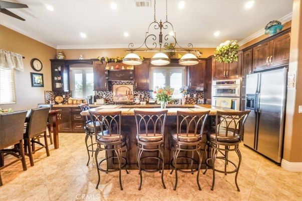 Chandelier, Interior, Kitchen, Recessed Lighting, Stainless Steel Appliances