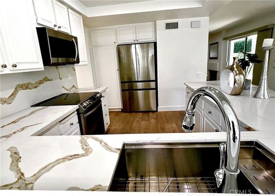 Interior, Kitchen, Stainless Steel Appliances, Wood Texture Flooring