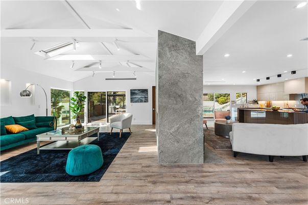 Dining room, Interior, Kitchen, Living room, Recessed Lighting, Wood Texture Flooring