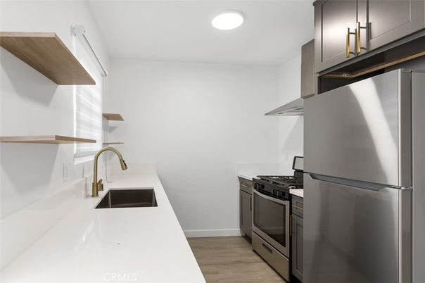 Interior, Kitchen, Recessed Lighting, Wood Texture Flooring