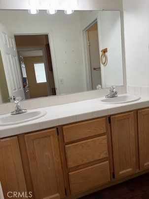 Bathroom, Dual Sink Vanities, Interior, Tile Countertops, Wood Texture Flooring