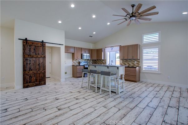 Interior, Kitchen, Recessed Lighting, Wood Texture Flooring