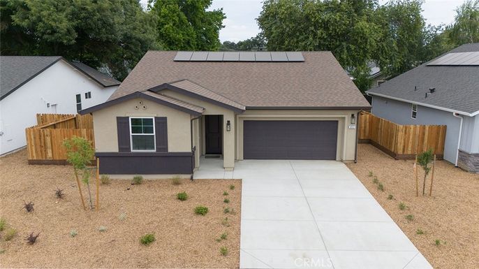 Attached, Exterior, Facade, Solar Panels, Ranch