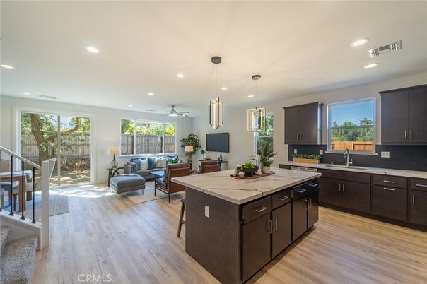 Interior, Kitchen, Living room, Pendant Lights, Recessed Lighting, Wood Texture Flooring