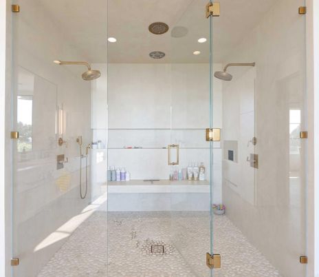 Bathroom, Glass Shower, Interior, Recessed Lighting