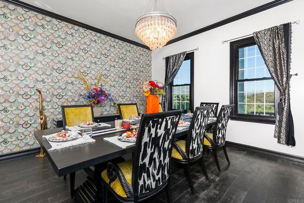 Chandelier, Dining room, Interior, Wood Texture Flooring