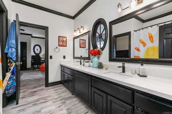 Bathroom, Dual Sink Vanities, Interior, Wood Texture Flooring