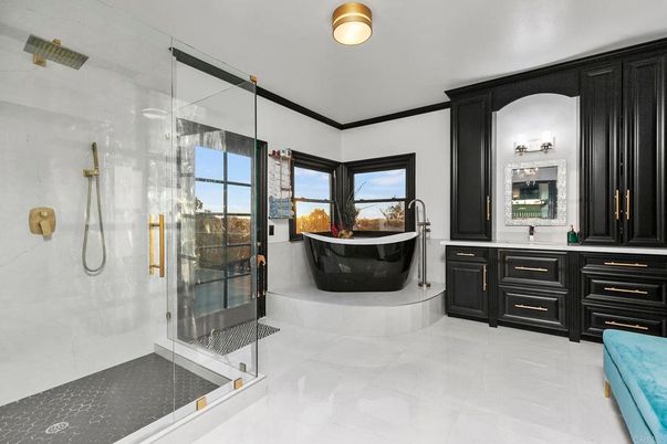 Bathroom, Dual Sink Vanities, Free Standing Baths, Glass Shower, Interior
