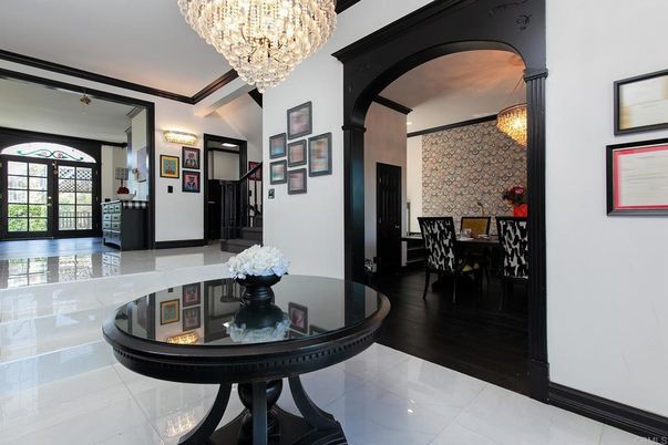 Chandelier, Dining room, Interior, Wood Texture Flooring