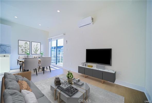 Dining room, Interior, Living room, Recessed Lighting, Wood Texture Flooring