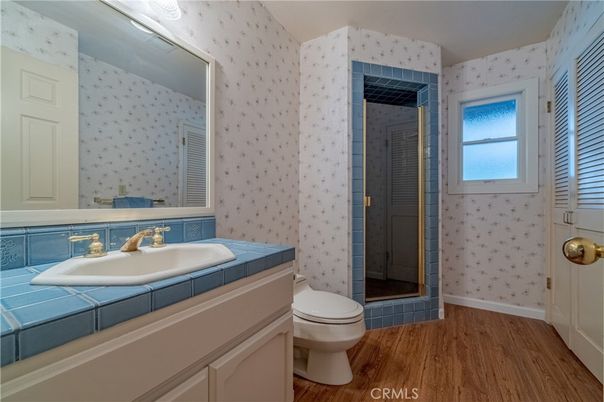 Bathroom, Interior, Tile Countertops, Wood Texture Flooring