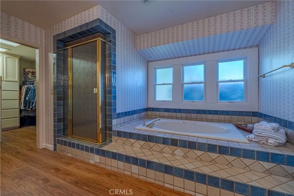 Bathroom, Glass Shower, Interior, Wood Texture Flooring