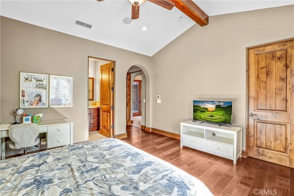 Home Office, Interior, Recessed Lighting, Wooden Beams, Wood Texture Flooring