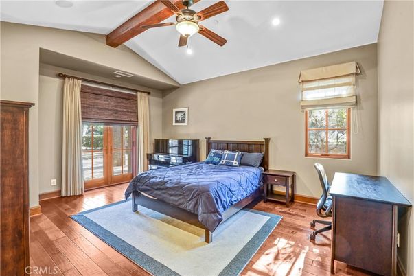 Bedroom, Home Office, Interior, Recessed Lighting, Wooden Beams, Wood Texture Flooring