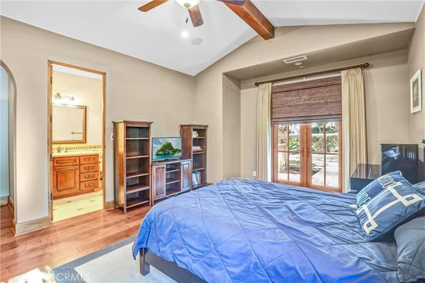 Bedroom, Interior, Recessed Lighting, Wooden Beams, Wood Texture Flooring