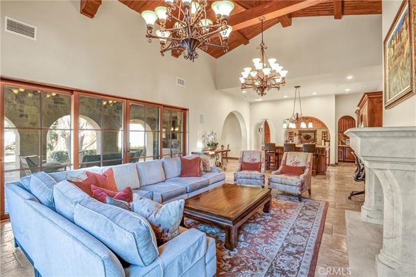 Chandelier, Interior, Living room, Recessed Lighting, Wooden Beams