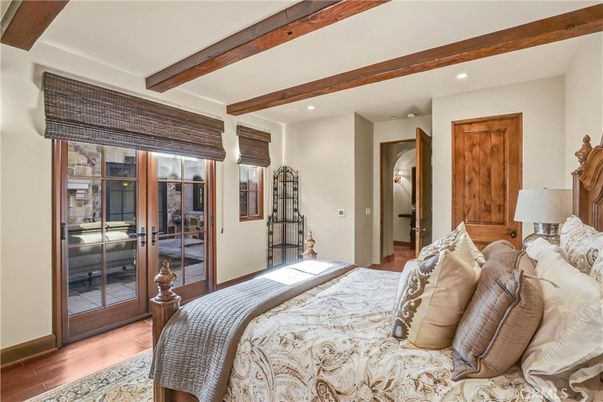 Bedroom, Interior, Recessed Lighting, Wooden Beams, Wood Texture Flooring