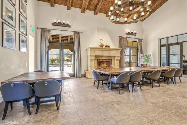 Chandelier, Dining room, Fireplace, Interior, Wooden Beams, Wooden Ceilings