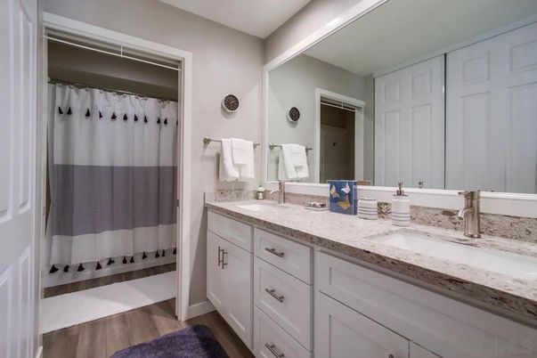 Bathroom, Dual Sink Vanities, Interior, Wood Texture Flooring