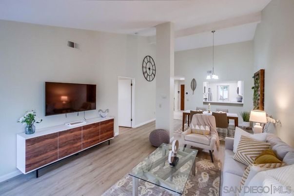 Dining room, Interior, Living room, Pendant Lights, Wood Texture Flooring